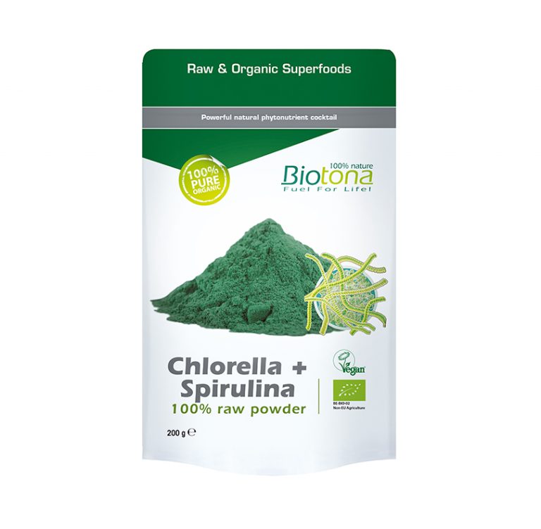 Biotona Algas Chlorella + Spirulina en Polvo − Superalimento BIO − 200g